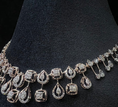 Gold Diamond Necklace and Earring Set for Perfect Bridal Look