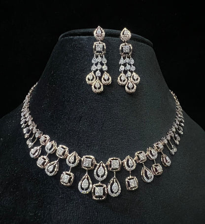 Gold Diamond Necklace and Earring Set for Perfect Bridal Look