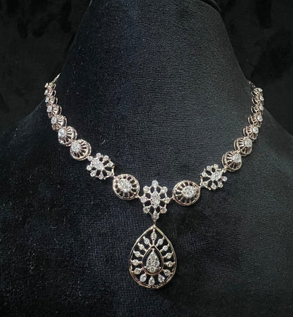 Wedding Diamond Necklace Set with Gold Bridal Earrings