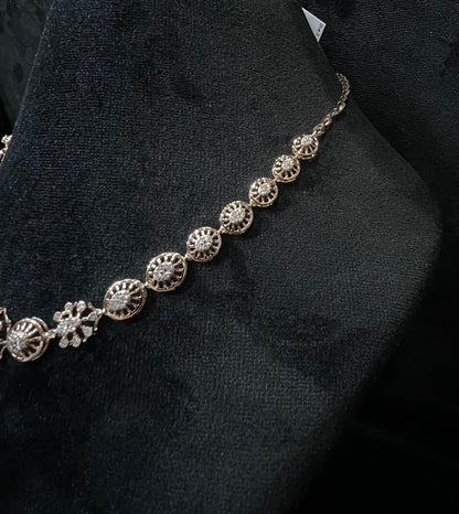 Wedding Diamond Necklace Set with Gold Bridal Earrings