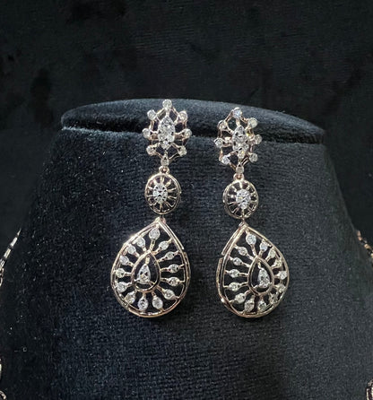 Wedding Diamond Necklace Set with Gold Bridal Earrings