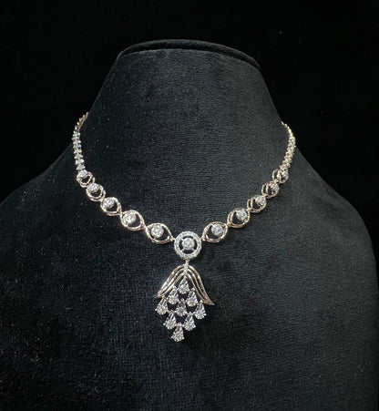 Complete Bridal Jewelry Set: Solid Gold Diamond Necklace and Earrings for Weddings