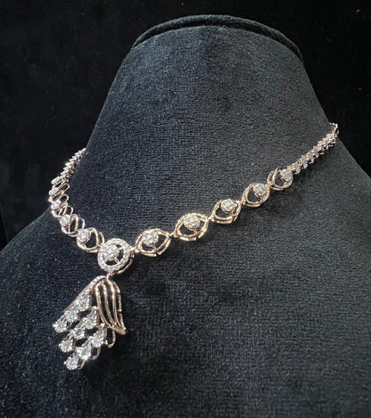 Complete Bridal Jewelry Set: Solid Gold Diamond Necklace and Earrings for Weddings