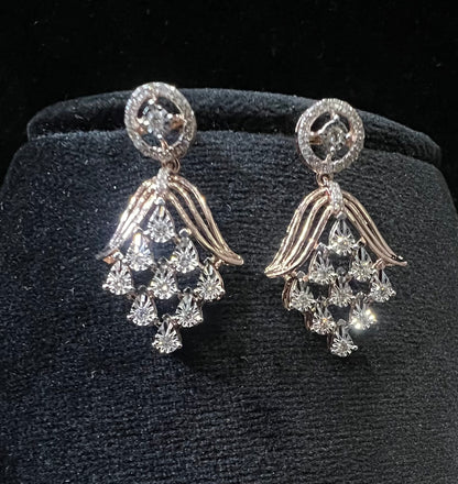 Complete Bridal Jewelry Set: Solid Gold Diamond Necklace and Earrings for Weddings
