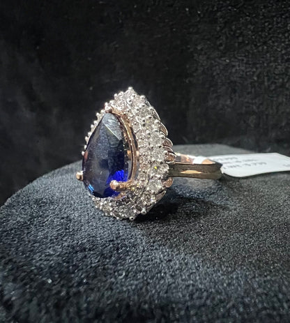 14k Solid Gold Band Ring with Sparkling Diamond for Women