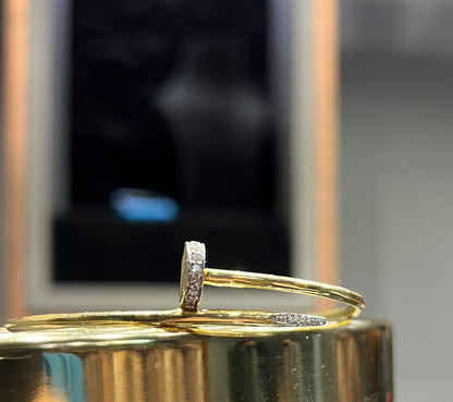 Gold Diamond Bracelet – Minimalist Wire Open Cuff Stackable Bangle