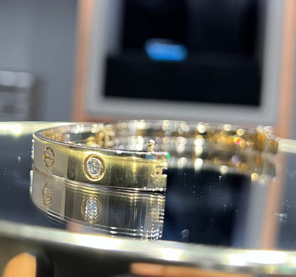Minimalist Dainty Gold Cartier Diamond Bracelet With Cuff Stack