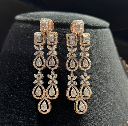 Bridal Jewelry Set with Solid Gold Earrings & Diamond Necklace