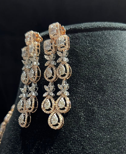 Bridal Jewelry Set with Solid Gold Earrings & Diamond Necklace