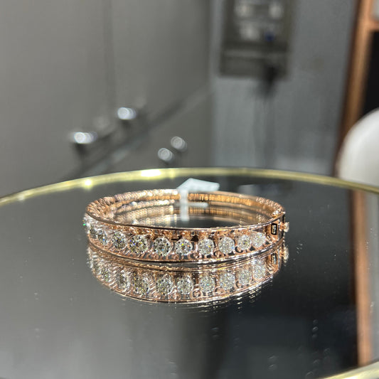 Luxurious Diamond Gold Bracelet -   Openable - 14k Rose Gold, Handcrafted Beauty |  Diamond Bracelet |