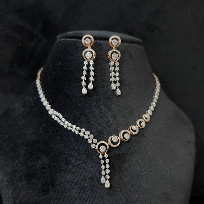 Luxury Diamond Necklace & Earrings Set in Pure Solid Gold