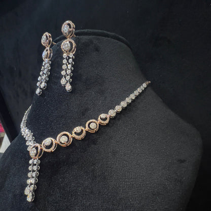 Luxury Diamond Necklace & Earrings Set in Pure Solid Gold