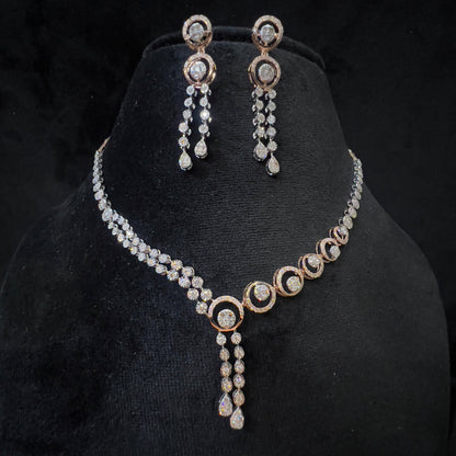 Luxury Diamond Necklace & Earrings Set in Pure Solid Gold
