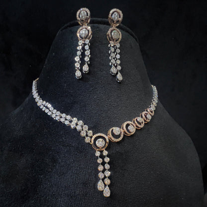 Luxury Diamond Necklace & Earrings Set in Pure Solid Gold