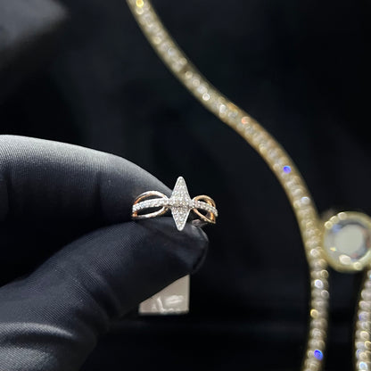 Handcrafted Natural Diamond Solid Gold Ring for Women