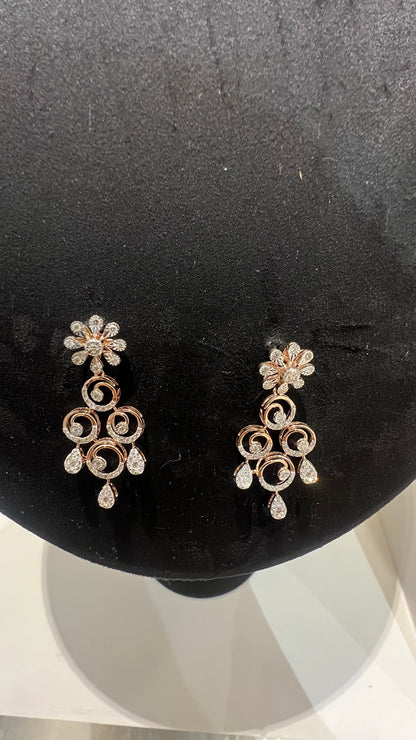 Premium Solid Gold Diamond Necklace Set with Earrings