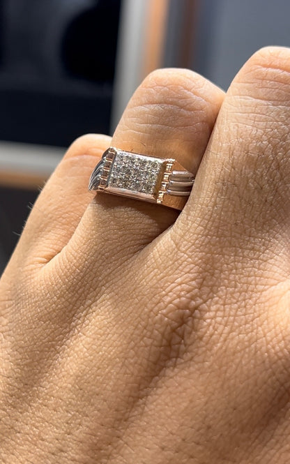 Bold Men’s Diamond Ring in Genuine Solid Gold