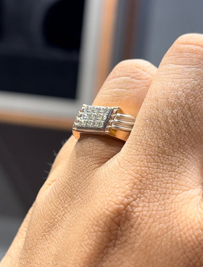 Bold Men’s Diamond Ring in Genuine Solid Gold