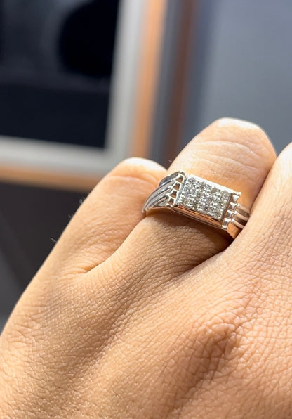 Bold Men’s Diamond Ring in Genuine Solid Gold