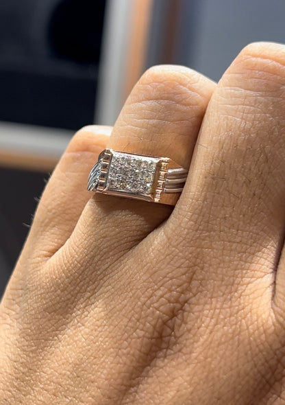 Bold Men’s Diamond Ring in Genuine Solid Gold