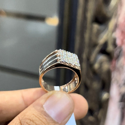 Men’s Diamond Ring in Solid Gold with Real Diamond