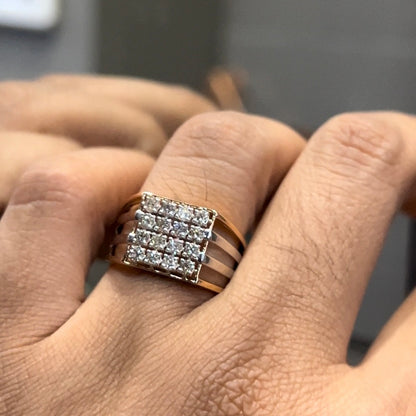 Men’s Diamond Ring in Solid Gold with Real Diamond