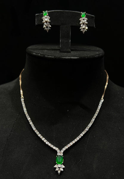 Dreamy Gold Diamond Necklace with Matching Earrings for Bride