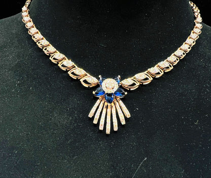 Wedding Gold Necklace & Earrings with Round-cut Diamonds