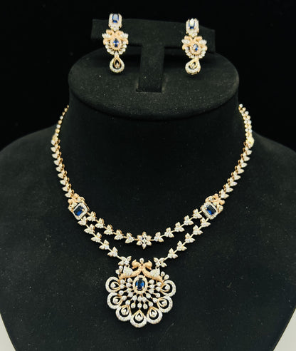Gold Wedding Set with Stunning Diamond Necklace & Earrings