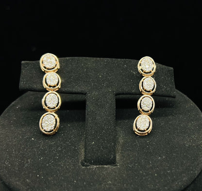Solid Gold Round-Cut Diamond Necklace with Bridal Earrings