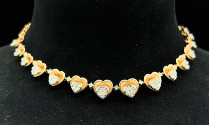 Round-Cut Bridal Diamond Necklace & Earrings Set in Solid Gold