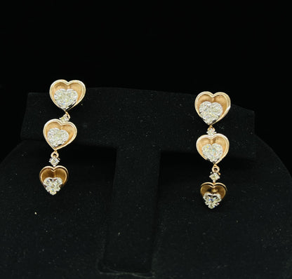 Round-Cut Bridal Diamond Necklace & Earrings Set in Solid Gold