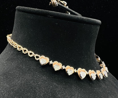 Round-Cut Bridal Diamond Necklace & Earrings Set in Solid Gold