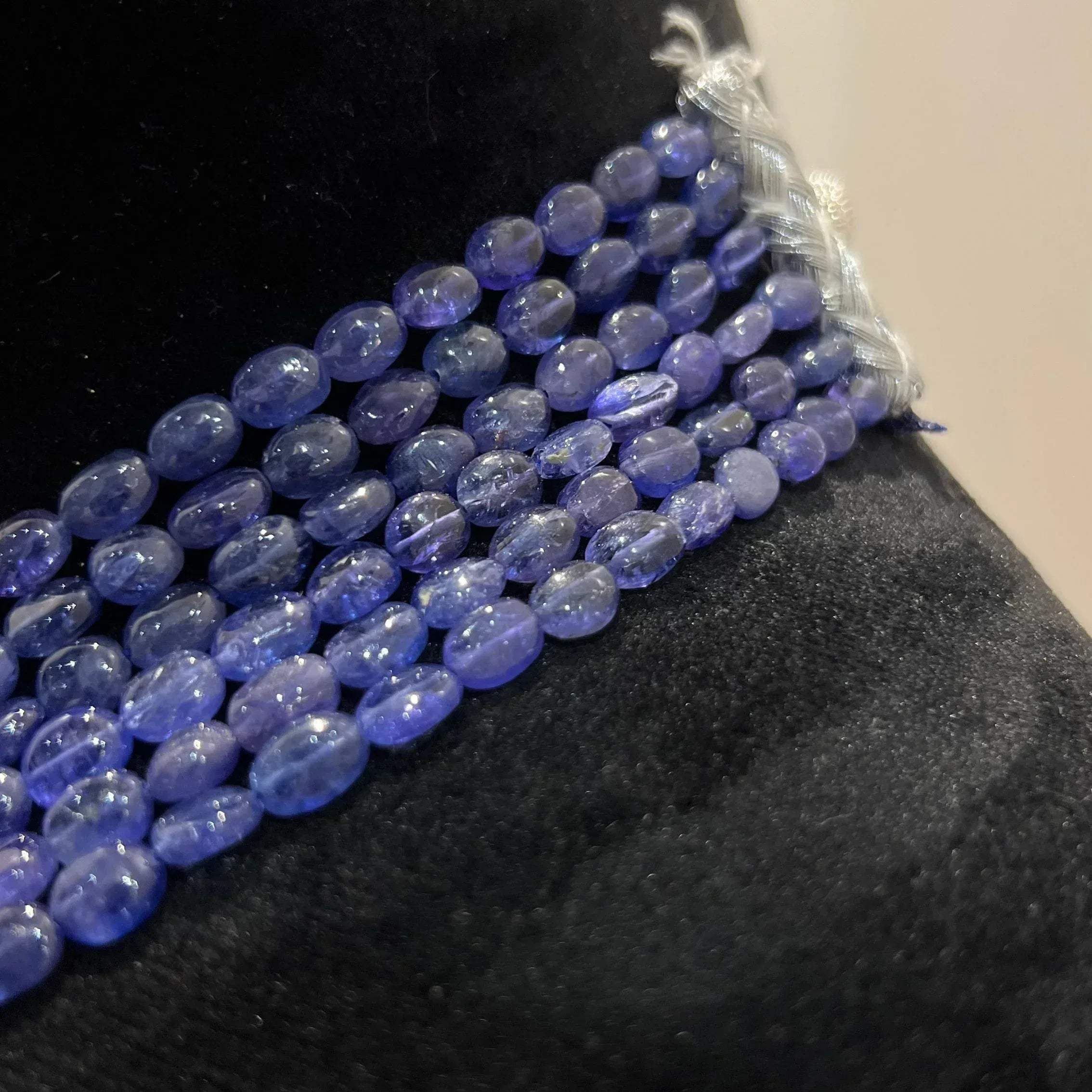 Multi strand 6 layer tanzanite beaded necklace made with natural oval polished violet blue tanzanite beads, layered statement jewelry for women