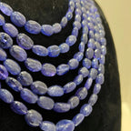 Multi strand 6 layer tanzanite beaded necklace made with natural oval polished violet blue tanzanite beads, layered statement jewelry for women