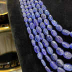 Multi strand 6 layer tanzanite beaded necklace made with natural oval polished violet blue tanzanite beads, layered statement jewelry for women