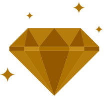 Brown diamond with sparkles on a white background
