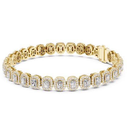 Yellow gold bracelet with real diamond accents on a white background