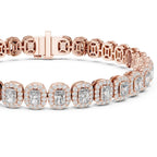 Rose gold bracelet with real diamond accents on a white background