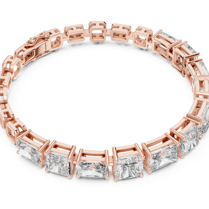 Rose gold bracelet with real diamonds on a white background