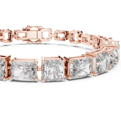 Rose gold bracelet with real diamonds on a white background