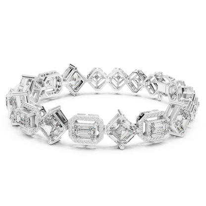 Real diamond bracelet with geometric design on a white background