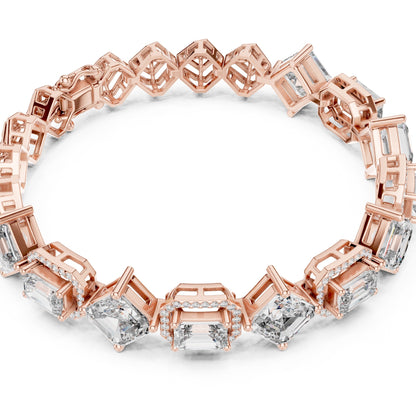 Rose gold and real diamond bracelet on a white background