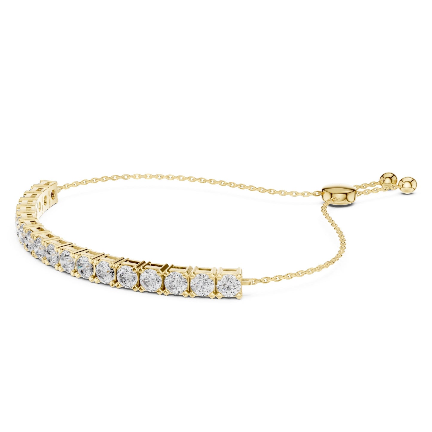 Yellow gold bracelet with real diamond accents on a white background