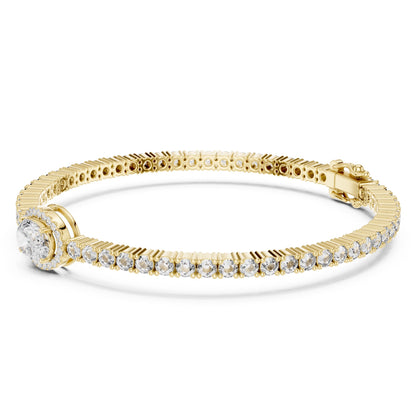 Gold bracelet with real diamonds on a white background
