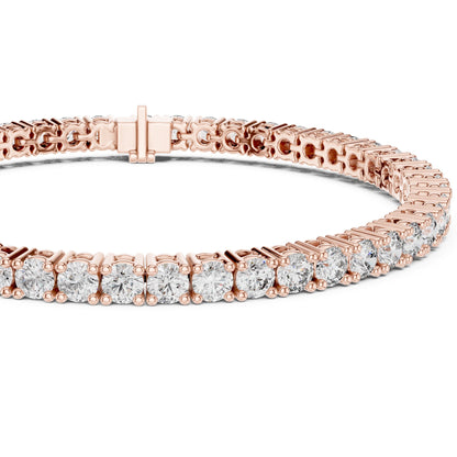 Rose gold bracelet with real diamonds on a white background