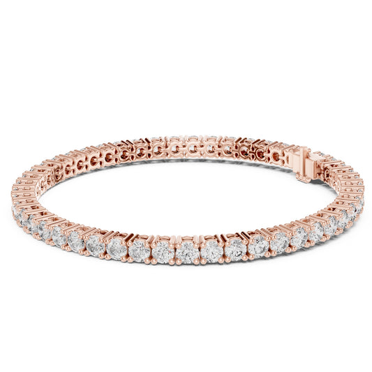 Rose gold bracelet with real diamonds on a white background