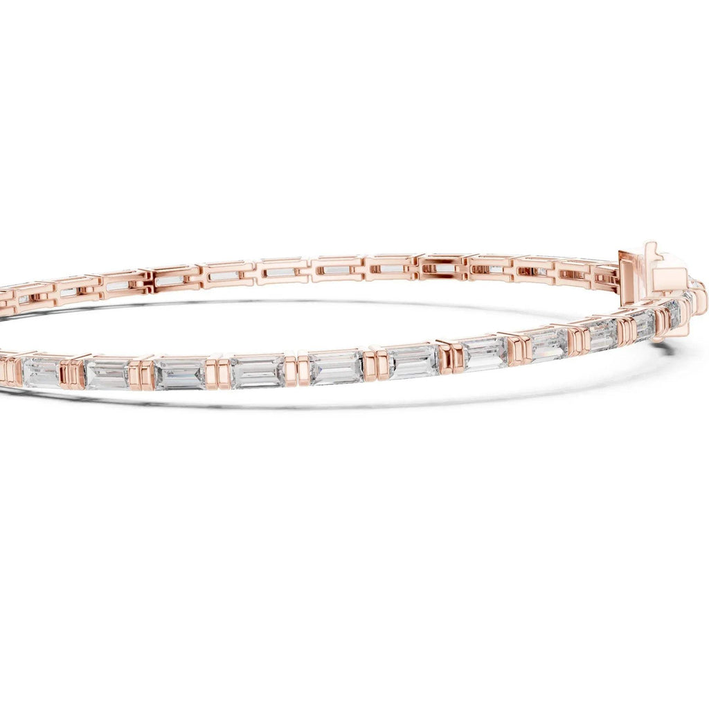 Rose gold bracelet with real diamonds on a white background