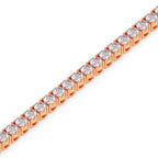 Rose gold bracelet with clear diamonds on a white background