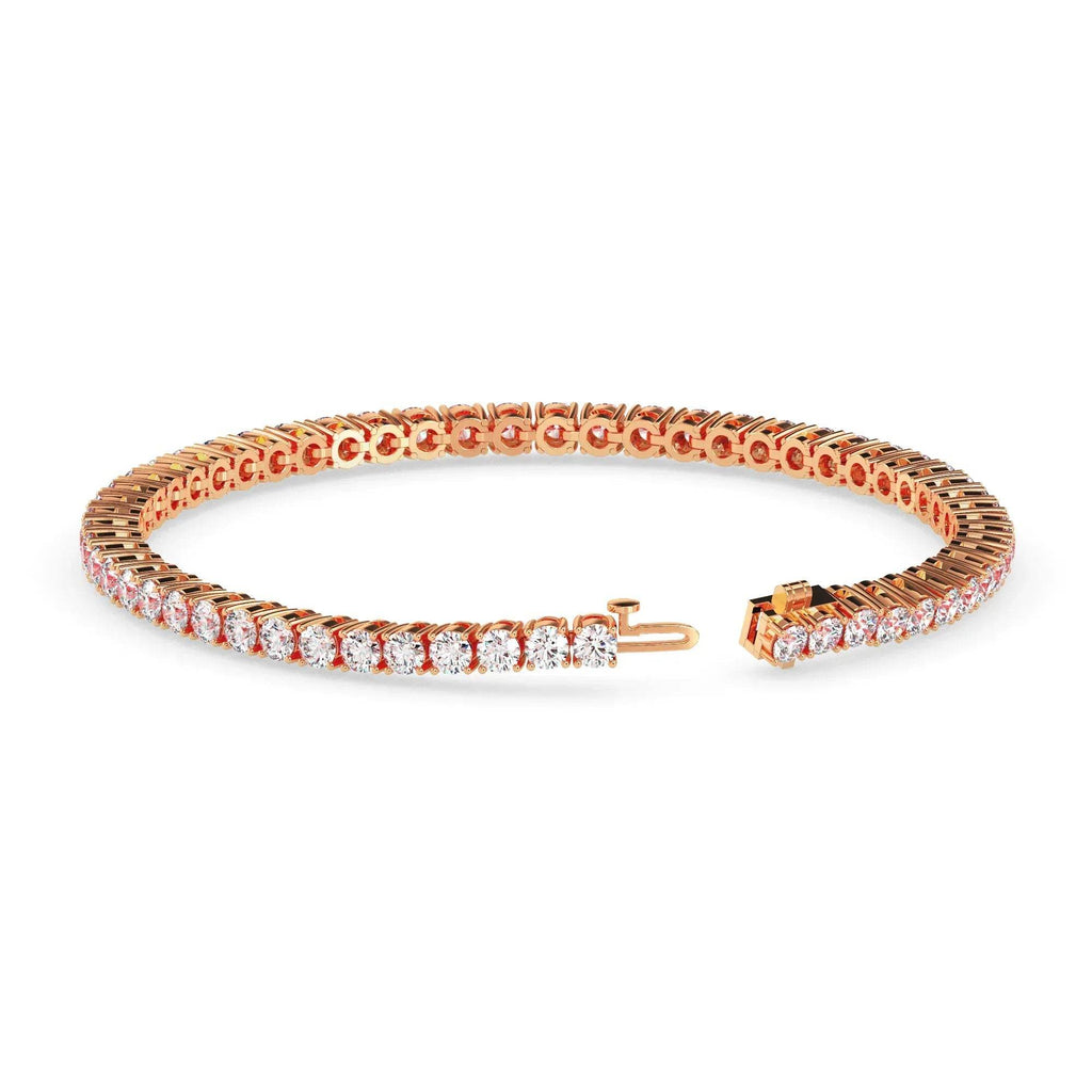 Rose gold bracelet with diamonds on a white background